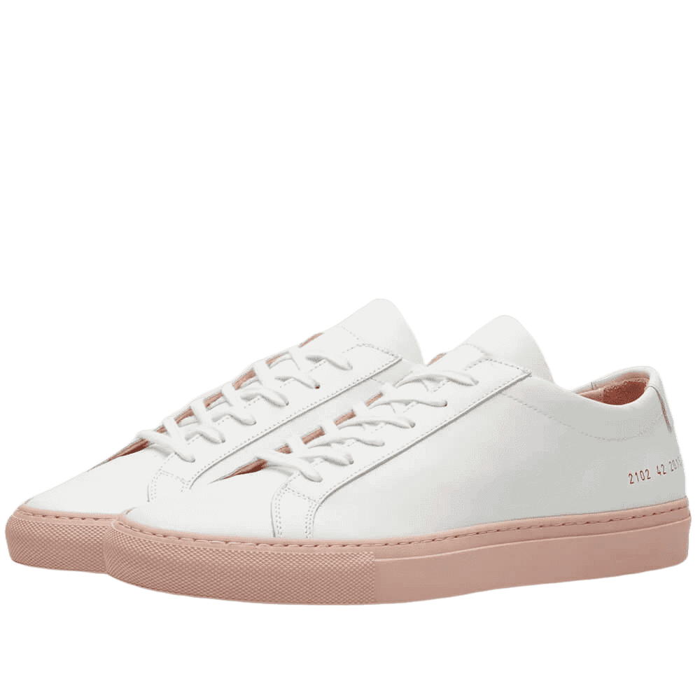 Common Projects Men's Achilles Leather Low-Top Colored Sole Sneakers