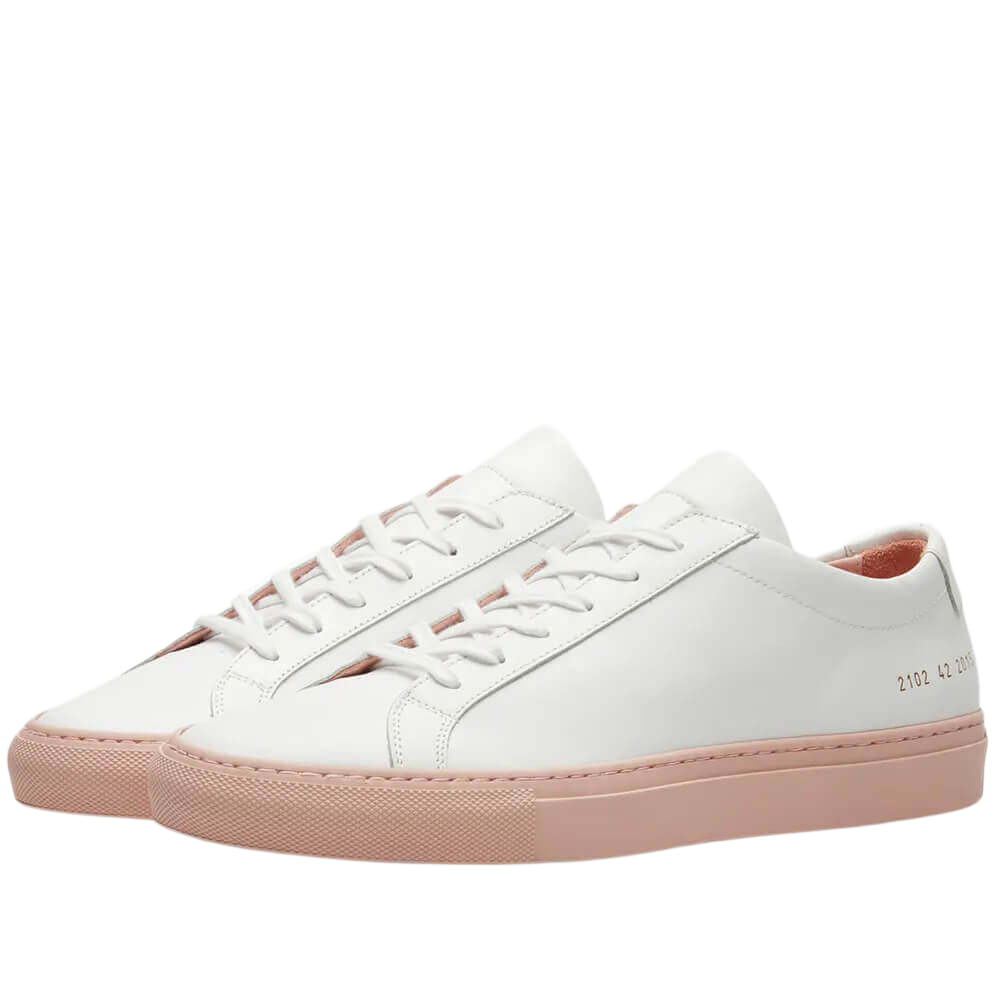 Common Projects Men's Achilles Leather Low-Top Colored Sole Sneakers