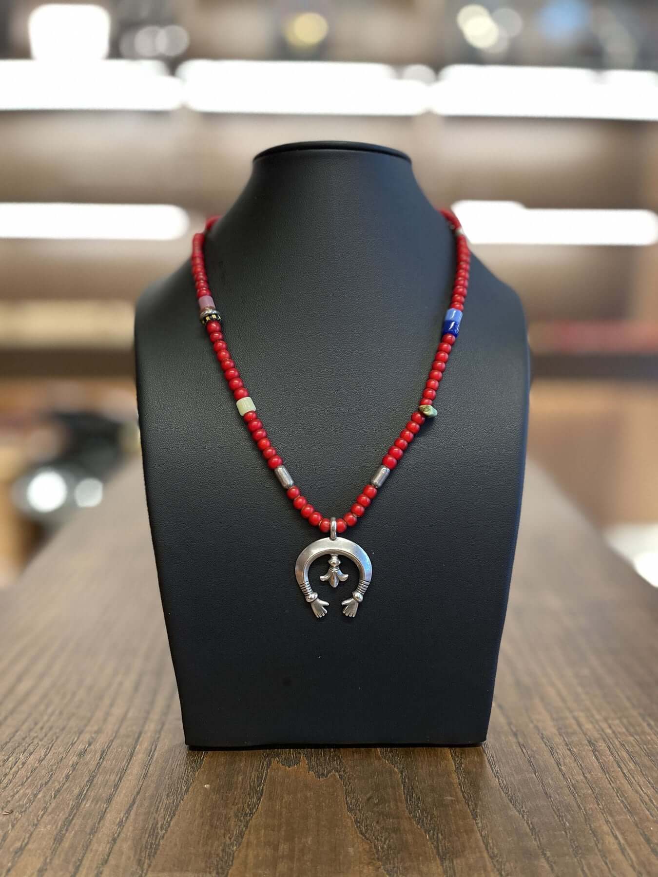 Goros Silver Najone Antique Red Beads Setup