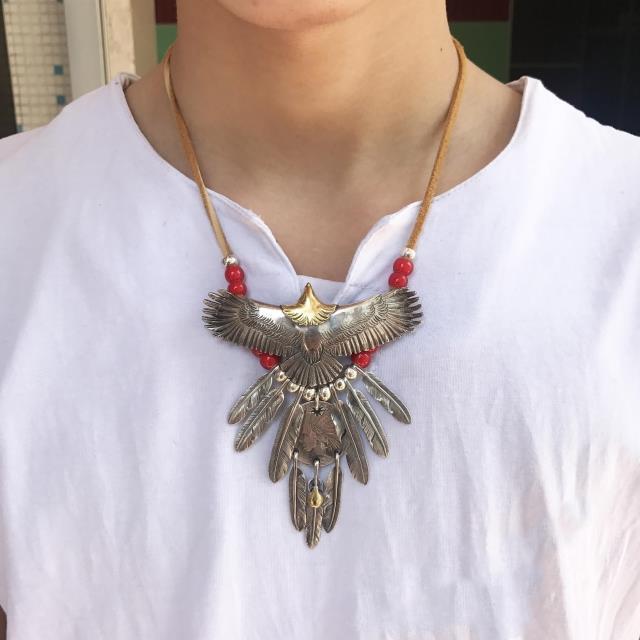 Eagle with Feather and Red Beads Setup | Goros Authorized Dealer