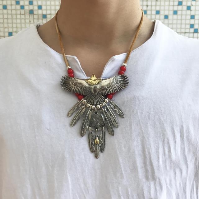 Eagle with Feather and Red Beads Setup | Goros Authorized Dealer