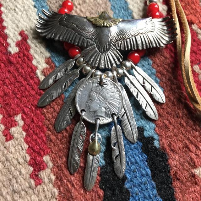 Eagle with Feather and Red Beads Setup | Goros Authorized Dealer