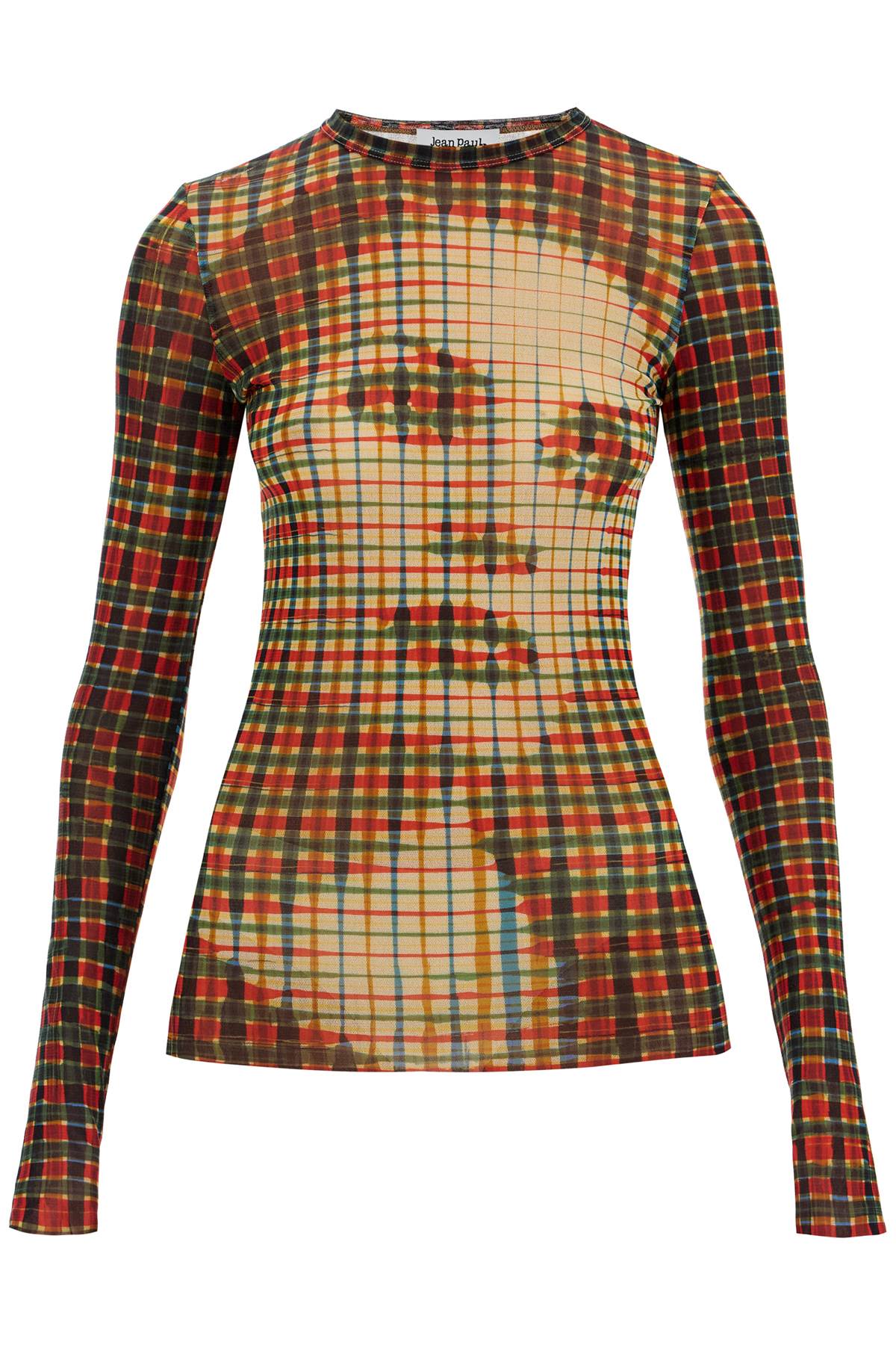 JEAN PAUL GAULTIER JEAN PAUL GAULTIER mesh tartan face top with unique