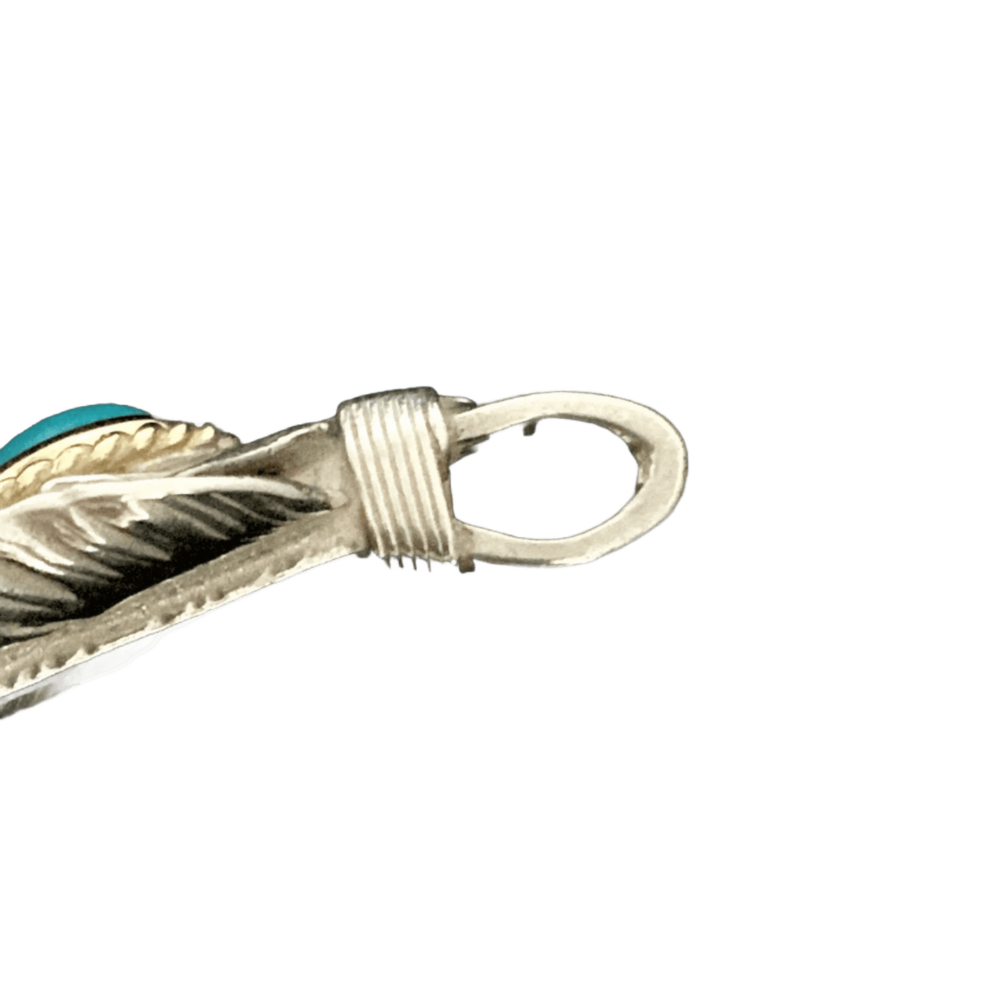 Goros Xl Turquoise Feather Silver Gold Rope - Facing Left