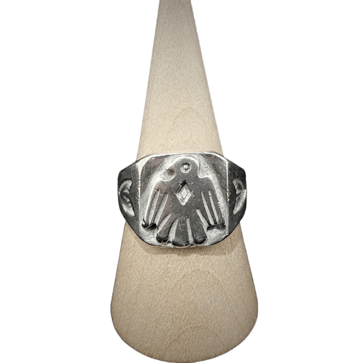 Goros Silver Stamp Ring With 18K Eagle - Silver