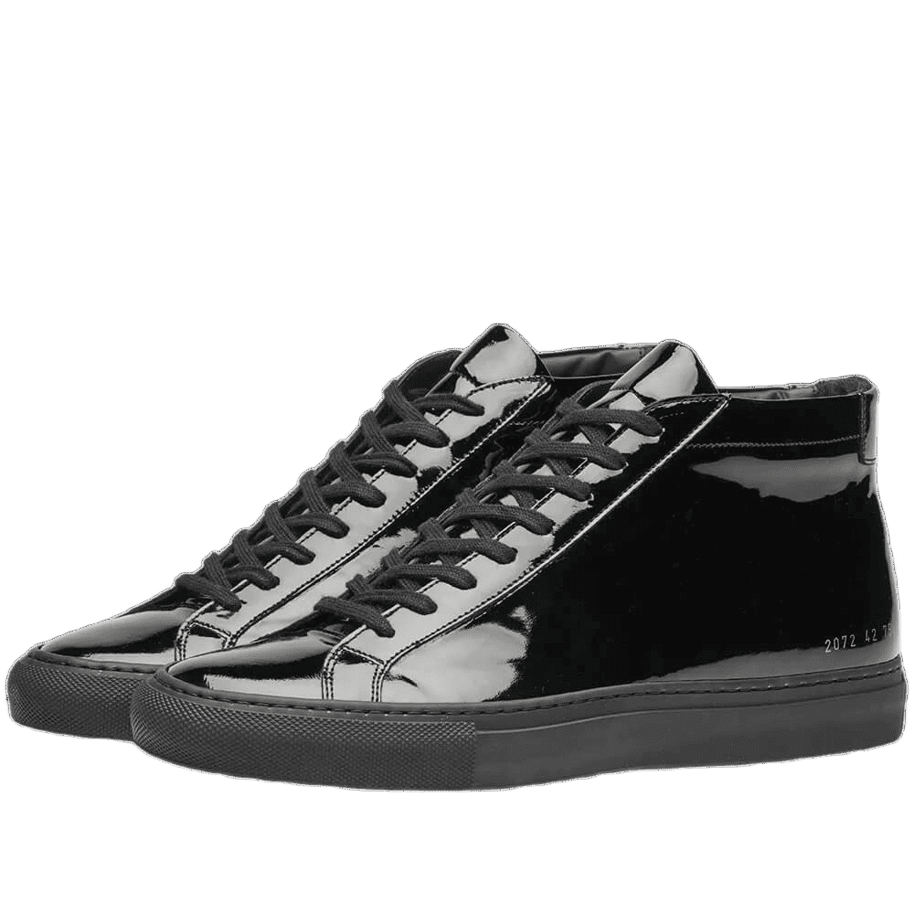 Common Projects Men's Achilles Leather Mid-Top Gloss Sneakers