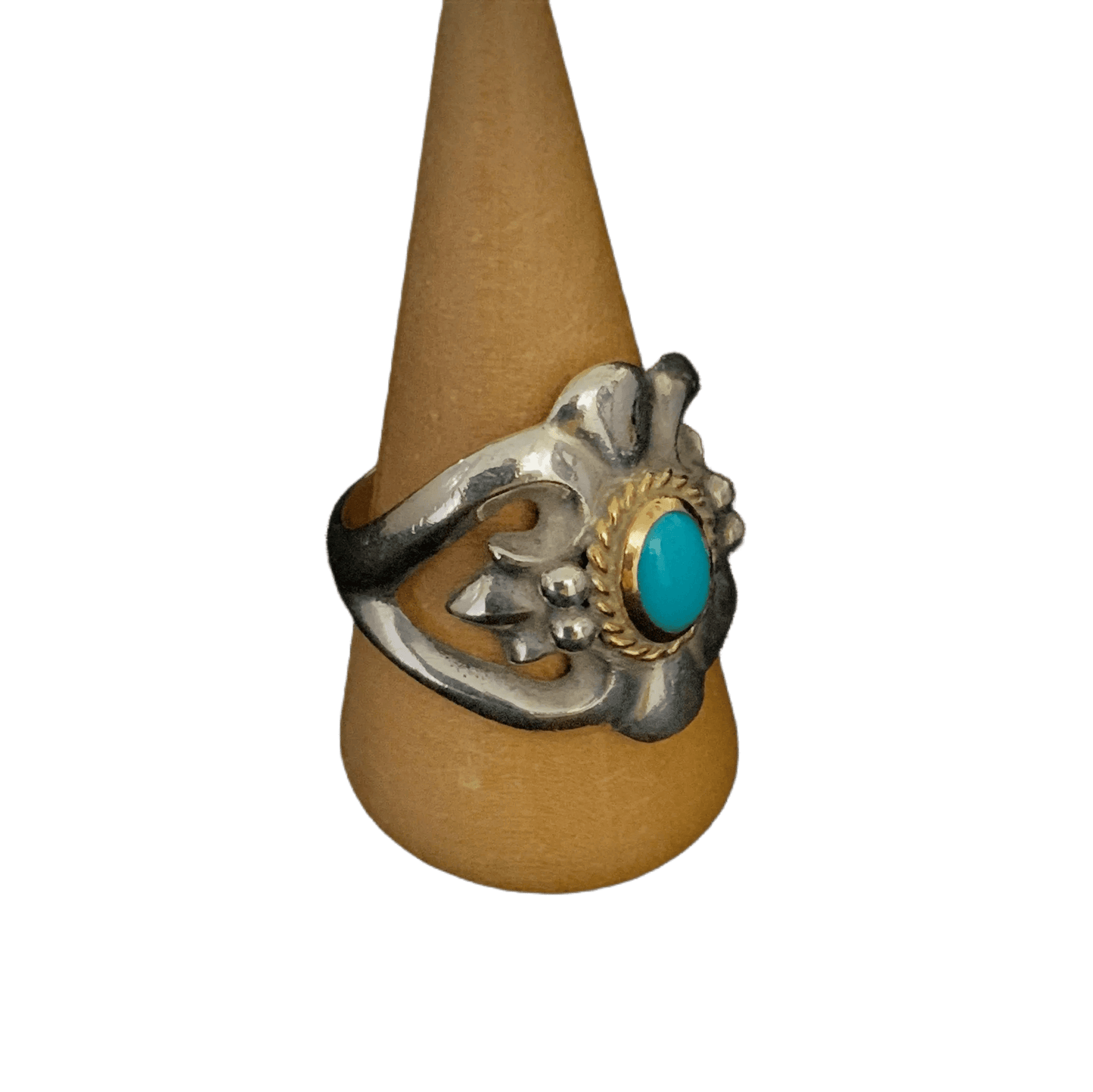 Goros Turquoise - Cast Ring With Gold Rope