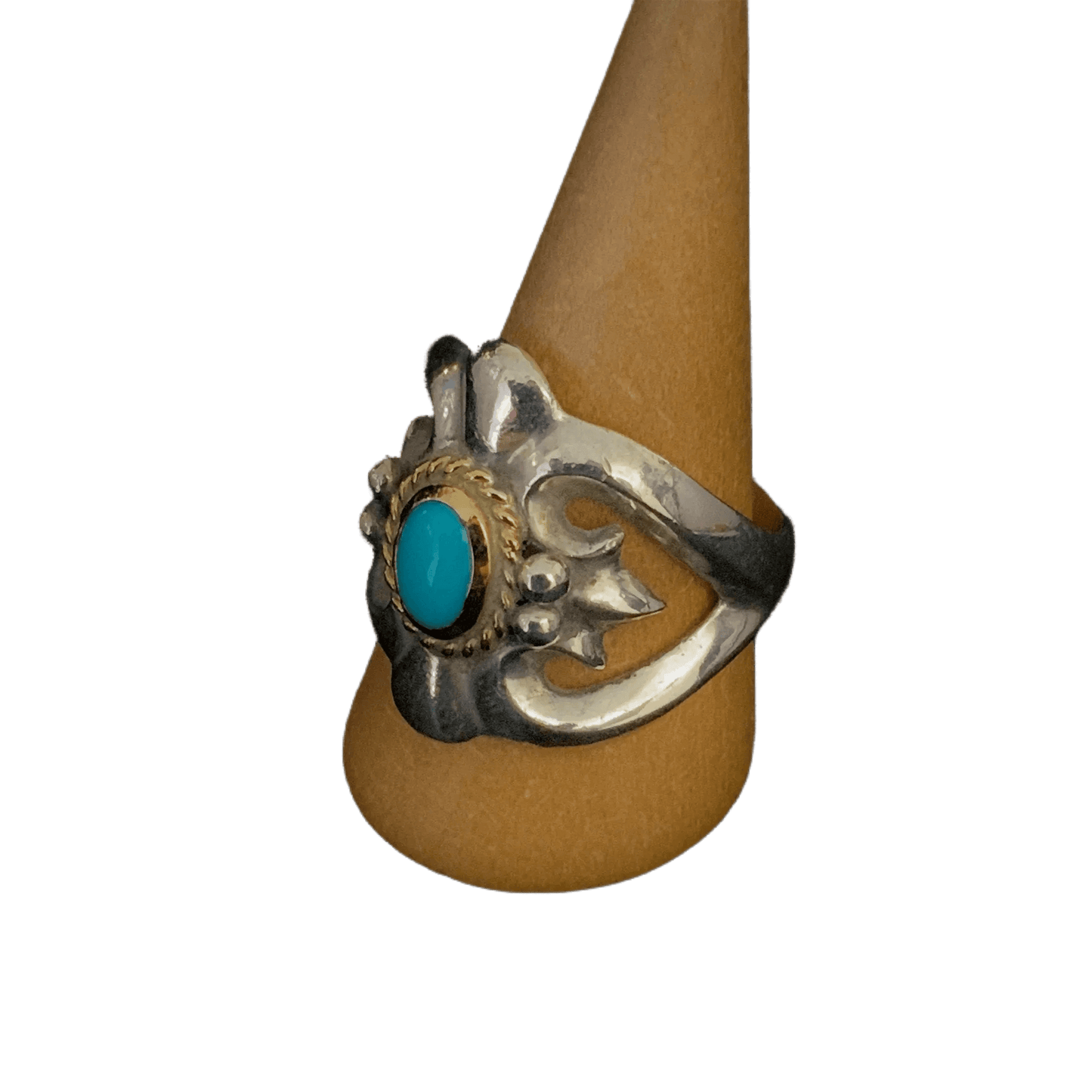 Goros Turquoise - Cast Ring With Gold Rope