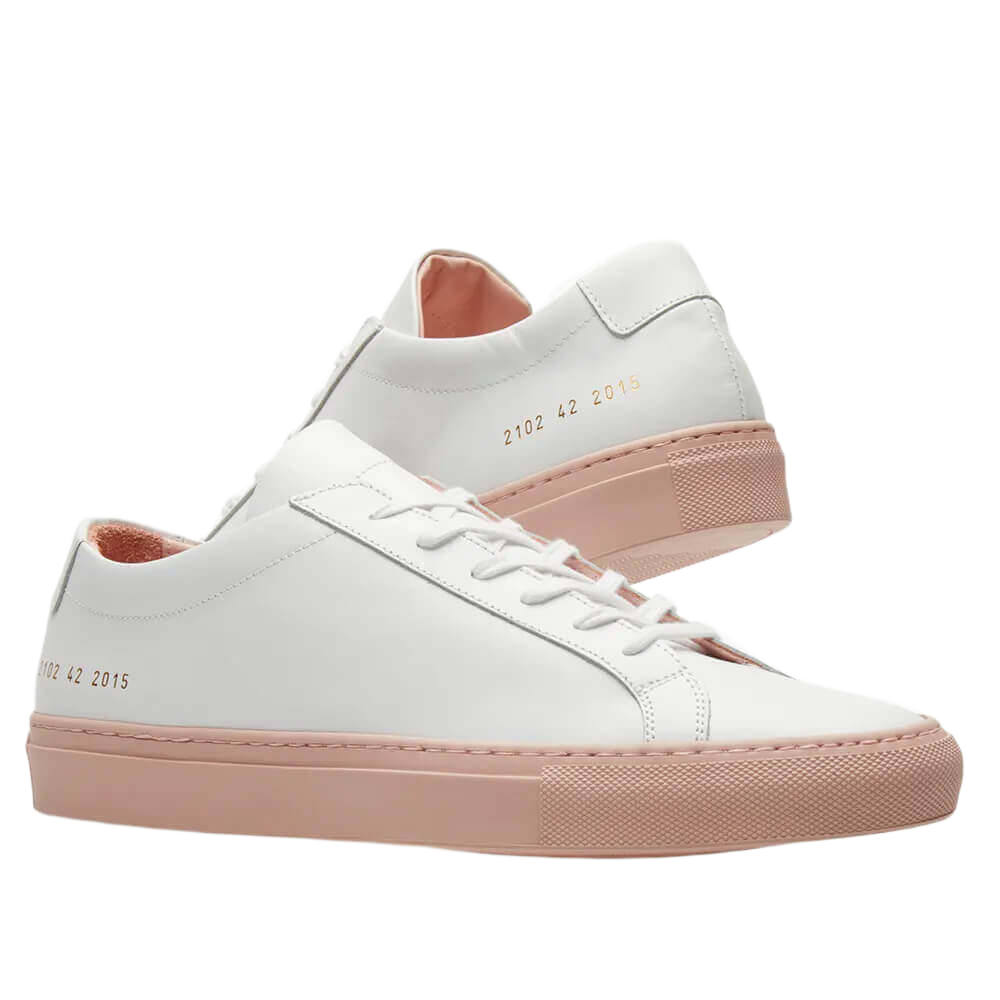 Common Projects Men's Achilles Leather Low-Top Colored Sole Sneakers