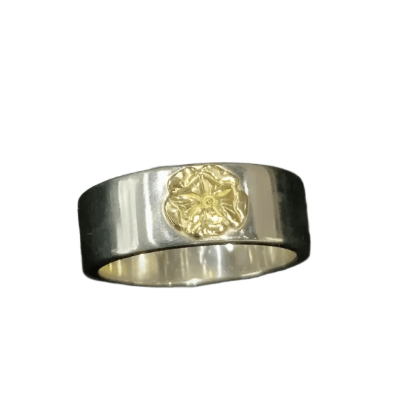 Goros Flattened Rose Ring - Silver And Gold