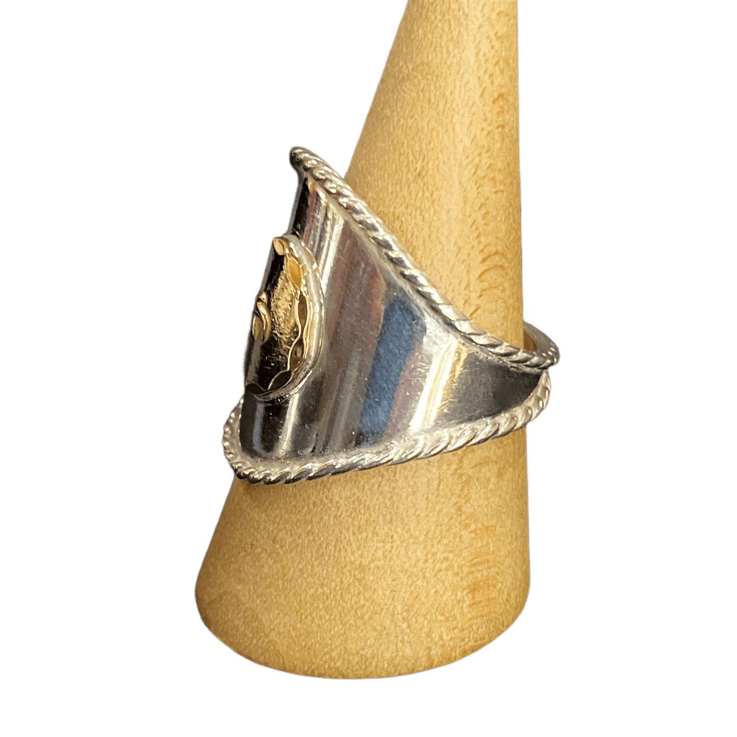 Goros Silver Rope - Ring With Gold Metal