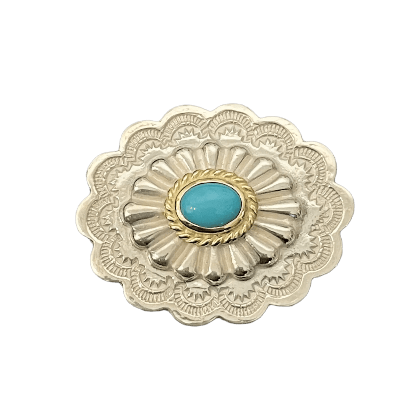 Goros Gold Rope Turquoise Flower Concho-Horizontal