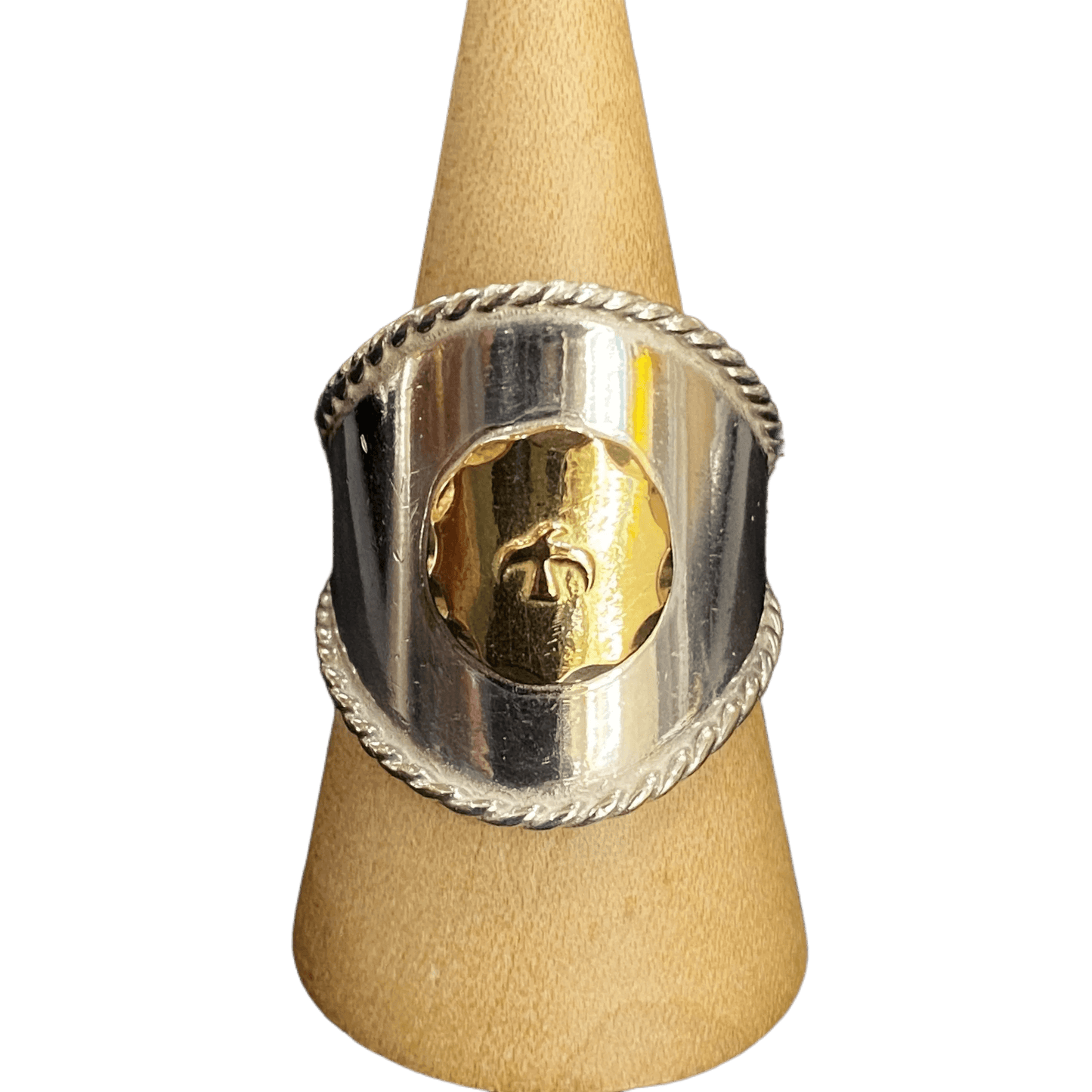 Goros Silver Rope - Ring With Gold Metal