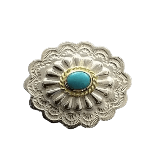 Goros Gold Rope Turquoise Flower Concho-Horizontal